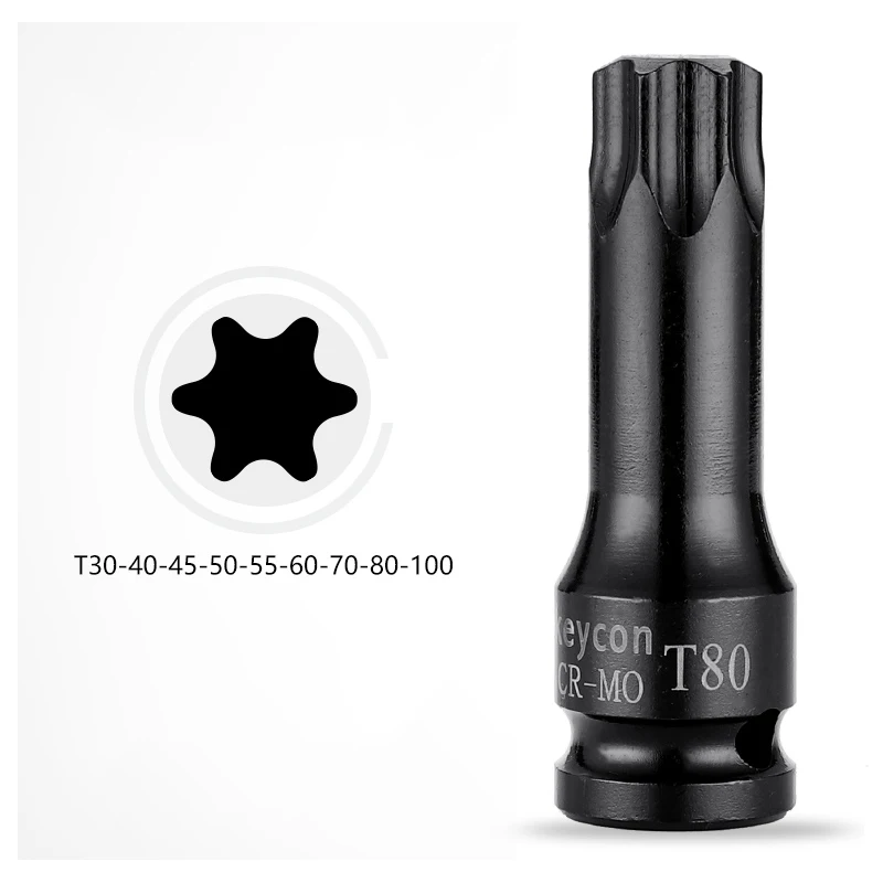 One Pcs 1/2 Torx Bit Socket Air Impact Wrench Adaptor Bits T30 T40 T45 T50 T55 T60 T70 T80 T100 Home Screw Driver Tools