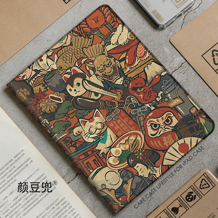 

Ukiyo-e Ghost Samurai Sea Wave For iPad Air 45 Mini 5 6 Case Luxury Silicone For Pro 12.9 11 For iPad 10th Protective Air 13