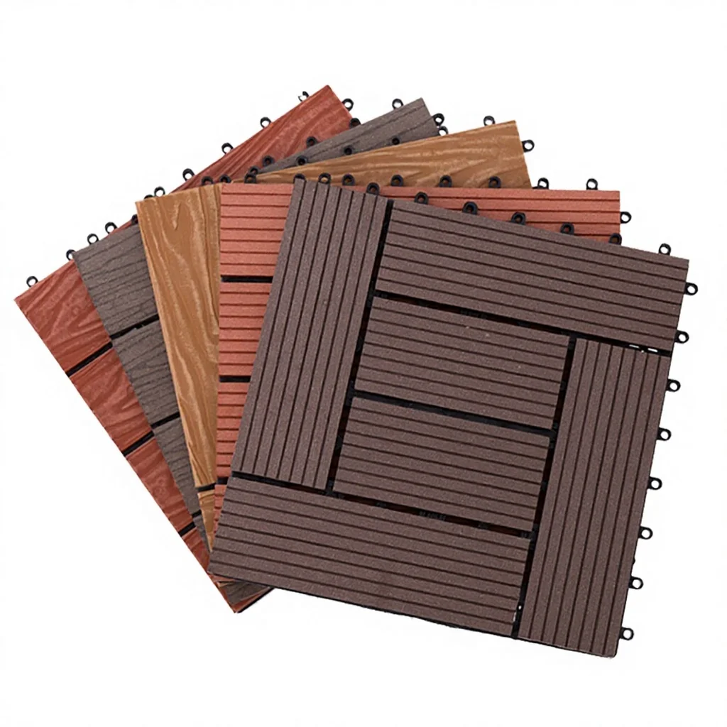WPC Click Interlocking Decking Tiles Waterproof Eco-Friendly Square Outdoor Garden Bathroom Kitchen Park Swimming Gym Warehouse