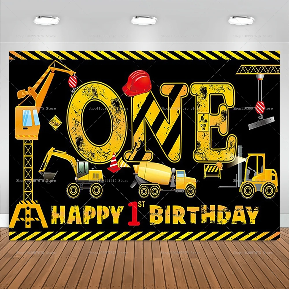 Bagger Muldenkipper Fotohintergründe Jungen 1–5 Jahre alt Geburtstag Bau Fotografie Hintergrund Party Dekor Fotostudio