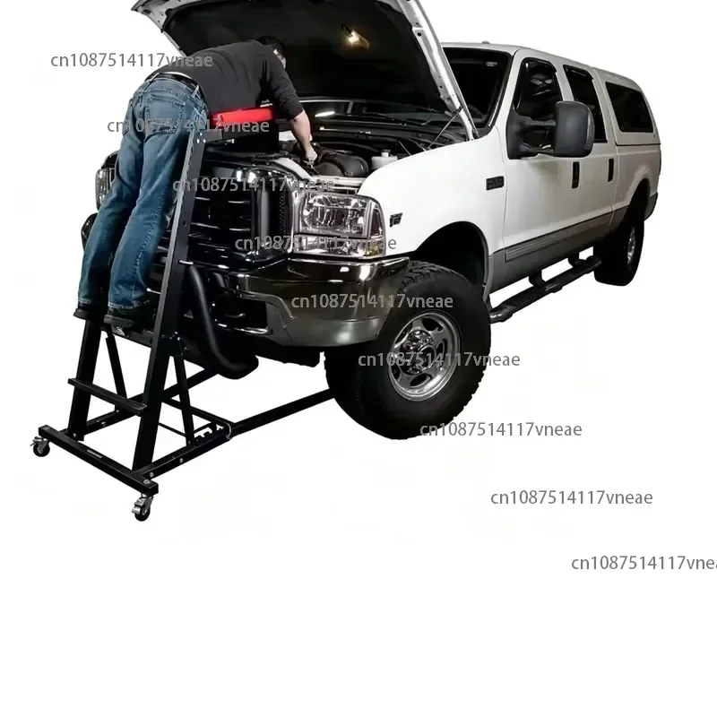 Universal Wheeled Adjustable Repair Bench, Sturdy High Engine Maintenance Rack for Professional Auto Repair Shops