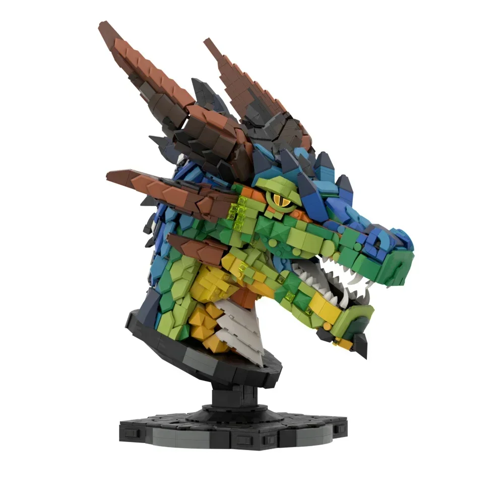Cabezas del zodiaco MOC, conjunto de bloques de construcción de cabeza de dragón colorido, símbolo de potencia, modelo de exhibición de dragón, juguetes para niños, regalos de cumpleaños para chico
