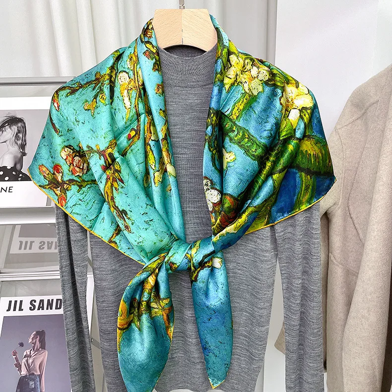 Elegant-chale-en-soie-a-motif-de-fleurs-de-poirier-style-vintage-artistique-accessoire-de-mode-feminin-pour-l'ete-l'automne-et-l'hiver