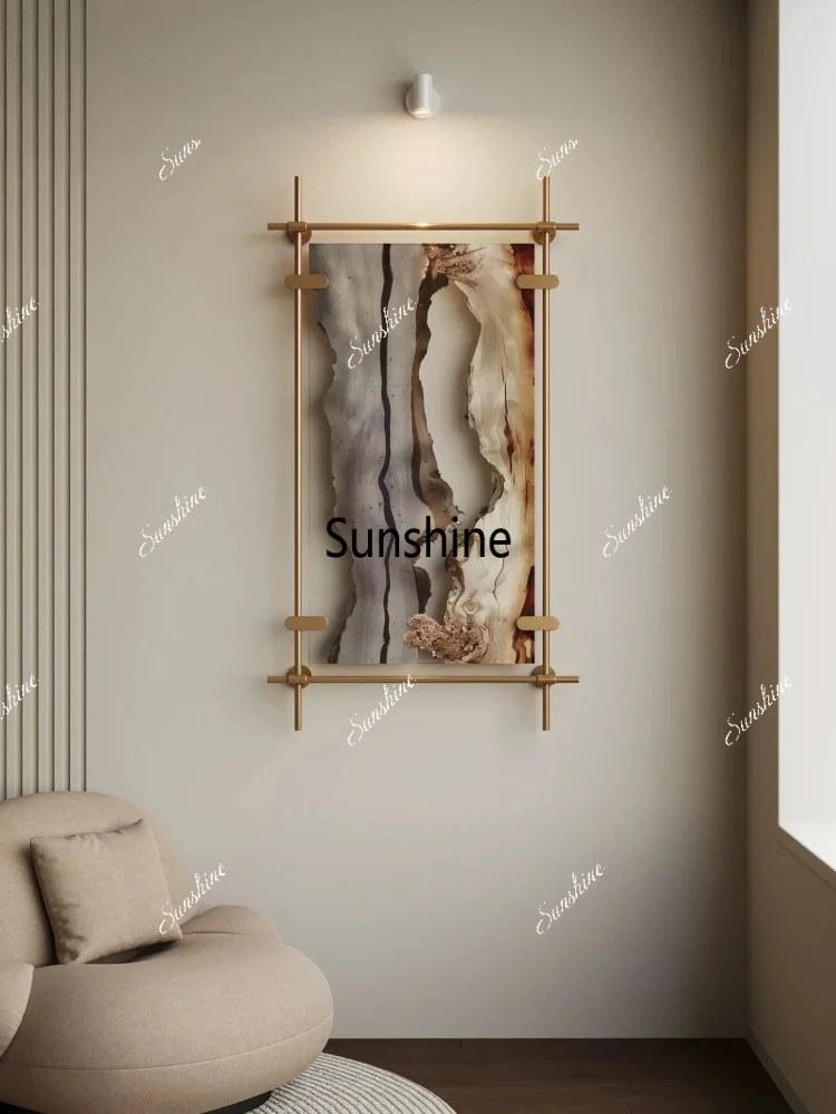 New Chinese style entrance entrance acrylic installation painting abstract wood grain restaurant hanging painting