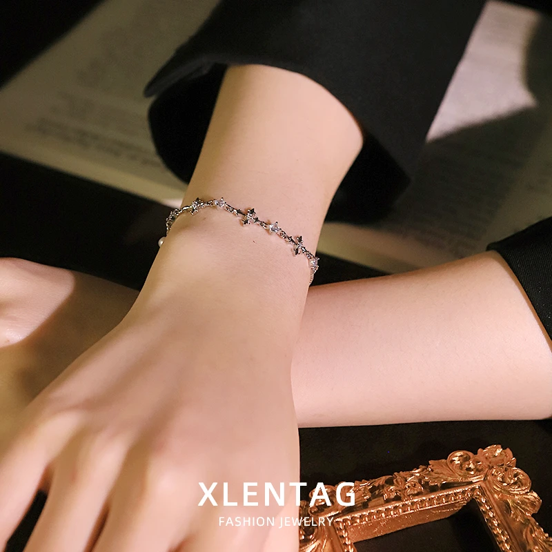 Natural Freshwater Pearl Cross Pull-String Adjustable Bracelet for Women Daily Wear Office Dainty Pearl Bracelet Fashion Jewelry