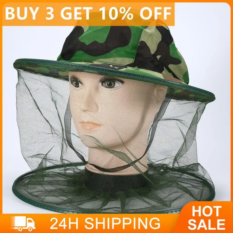 Mosquito Fishing Caps With Net Face Head Cover Foldable Camouflage Anti-mosquito Caps Adult Kid Camping Practical Net Caps