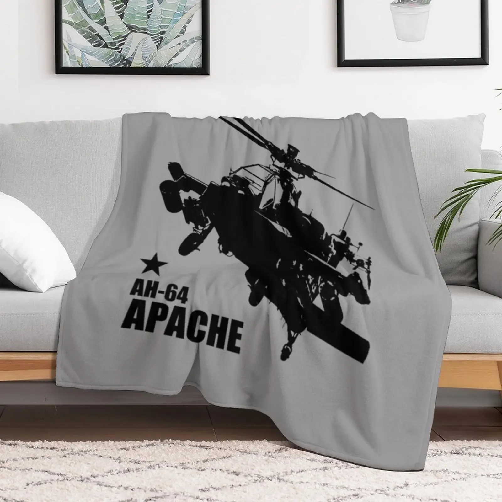 AH-64 Apache (Small logo) Throw Blanket Color Fast Cozy Throw Blanket
