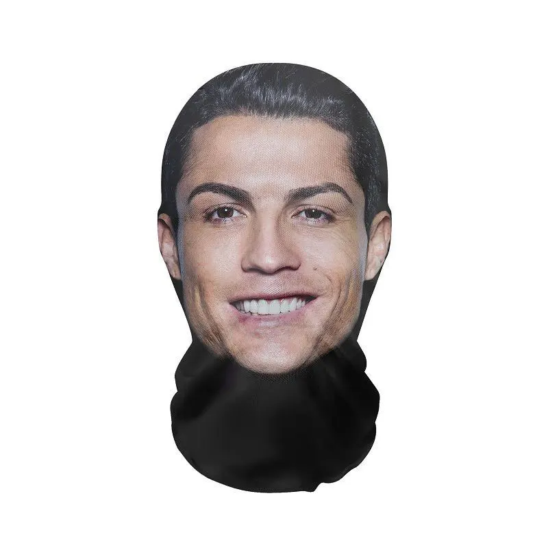 Funny Leading Football Star Face Mask Unisex Balaclava Mbappe Headcover Cosplay 3D Sun Protection Face Cover Scarf Headwear