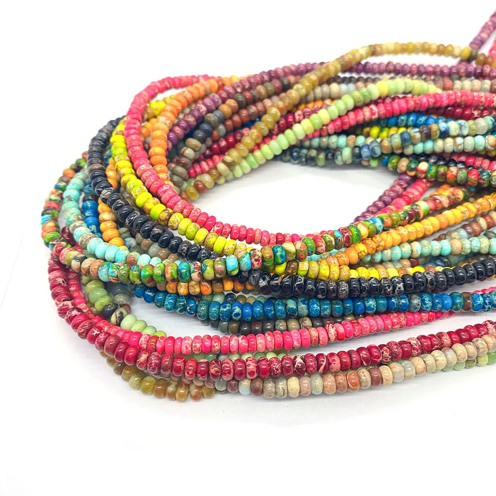 

3x4mm Natural Emperor Stone Flat Round Beads Polished Turquoise Loose Bead 1strand Handmade Retro Necklace Bracelet Accessory