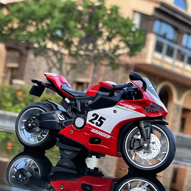 

1/12 Ducati 1199 Kawasaki ZX-10R Motorcycle Model Alloy Pull Back Locomotive Sound and Light Racing Boy Children's Toy Car
