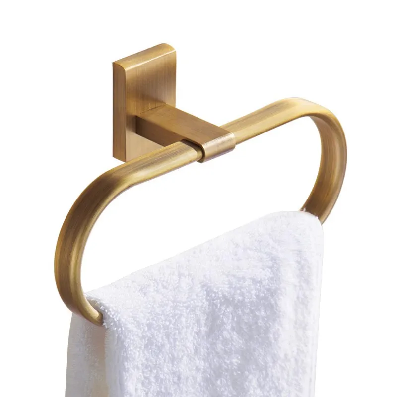 

No punching all copper towel hanging ring European round towel rack bathroom towel ring