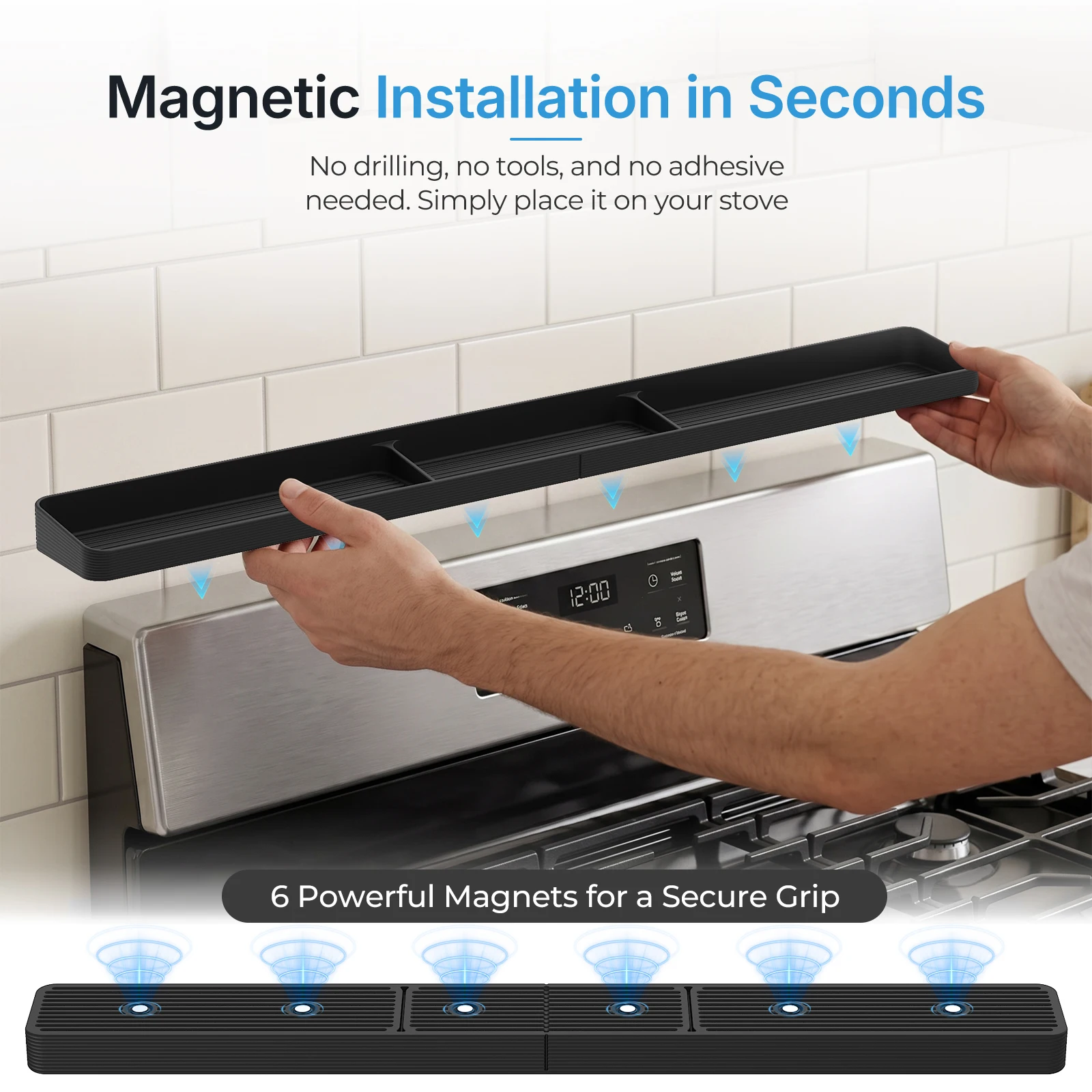 1pc Magnetic Stove Top Shelf - 30