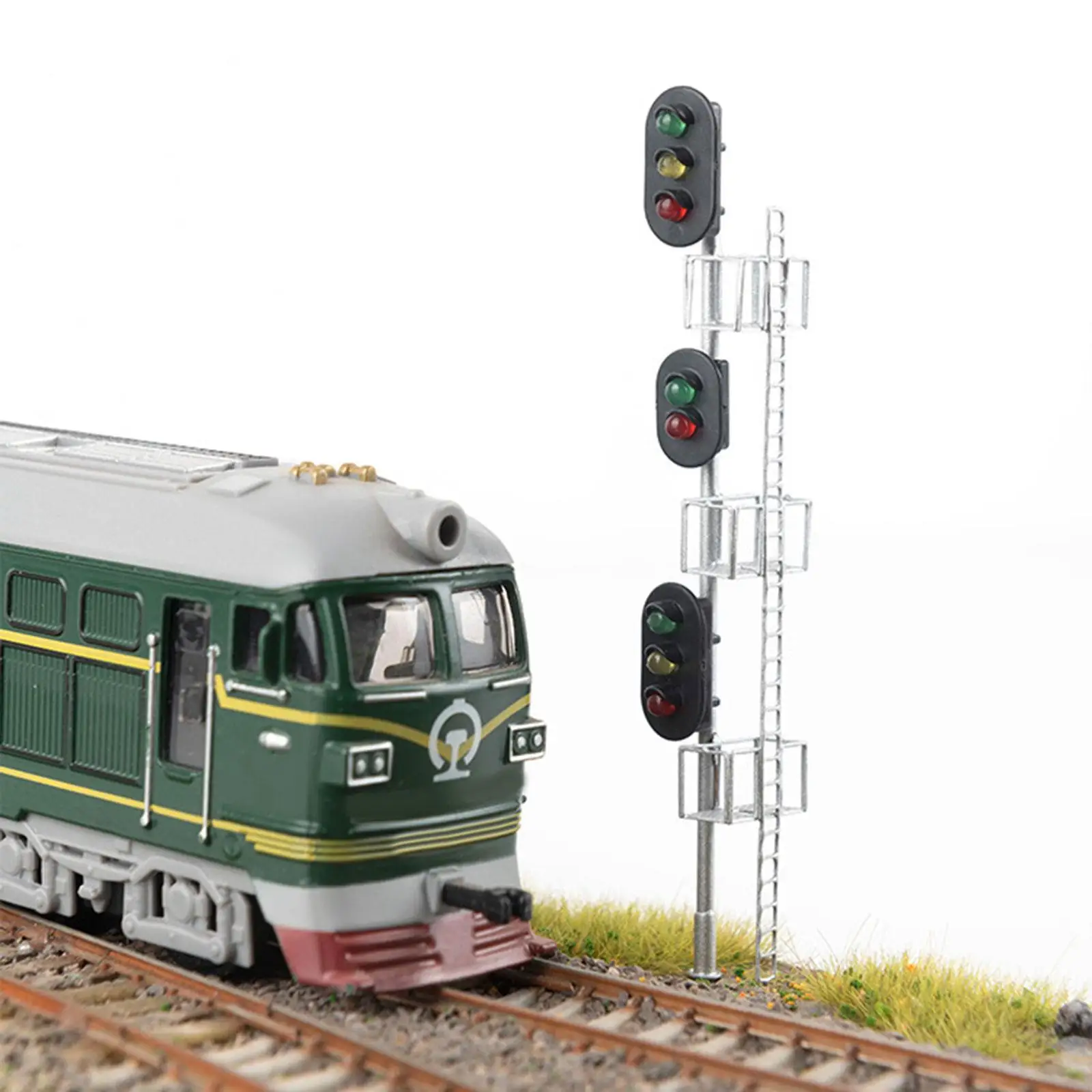 Semáforo de trem modelo em miniatura para layout de micro paisagem ferroviária de trem