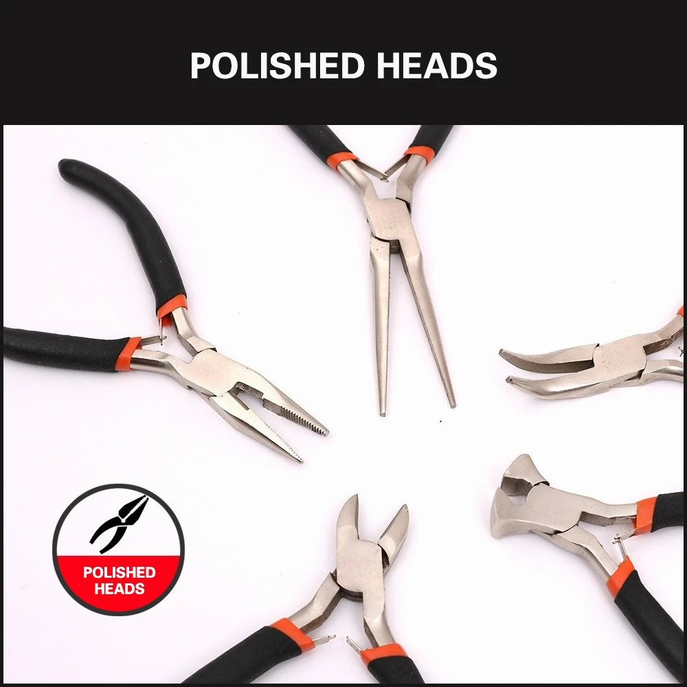 5Pcs Mini Pliers Set, Forged Heat Treated Precision Polished Hand Pliers Kit for Jewelry Making Repair Craft Work