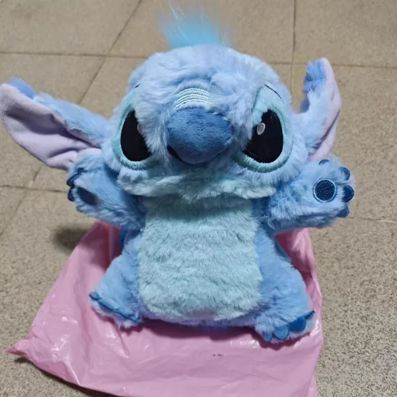 Caja de lápices de 20CM de Disney Lilo & Stitch, juguete de peluche de Anime, marioneta de mano de punto encantador, almacenamiento de escritorio, regalo creativo de cumpleaños para niños