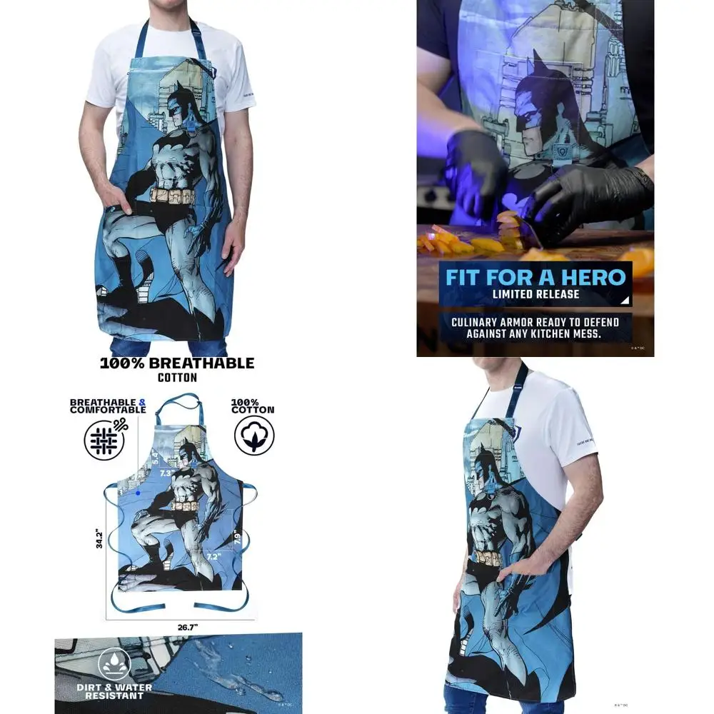 

Premium 100% Breathable Cotton Chef's Apron - 2 Deep Pockets & Waist Strap