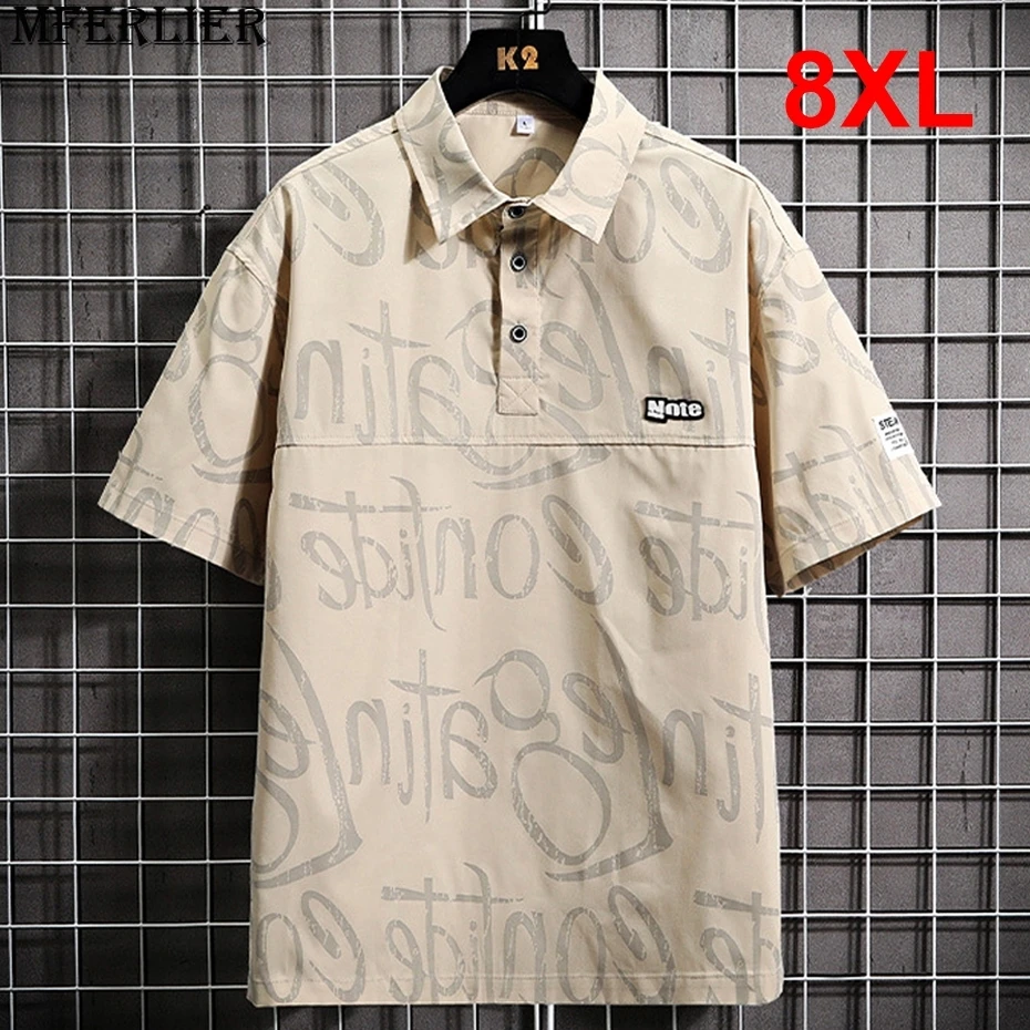 

Summer Short Sleeve Shirt Men Plus Size 8XL Shirts Casual Fashion Summer Letter Graffiti Shirt Male Big Size 8XL