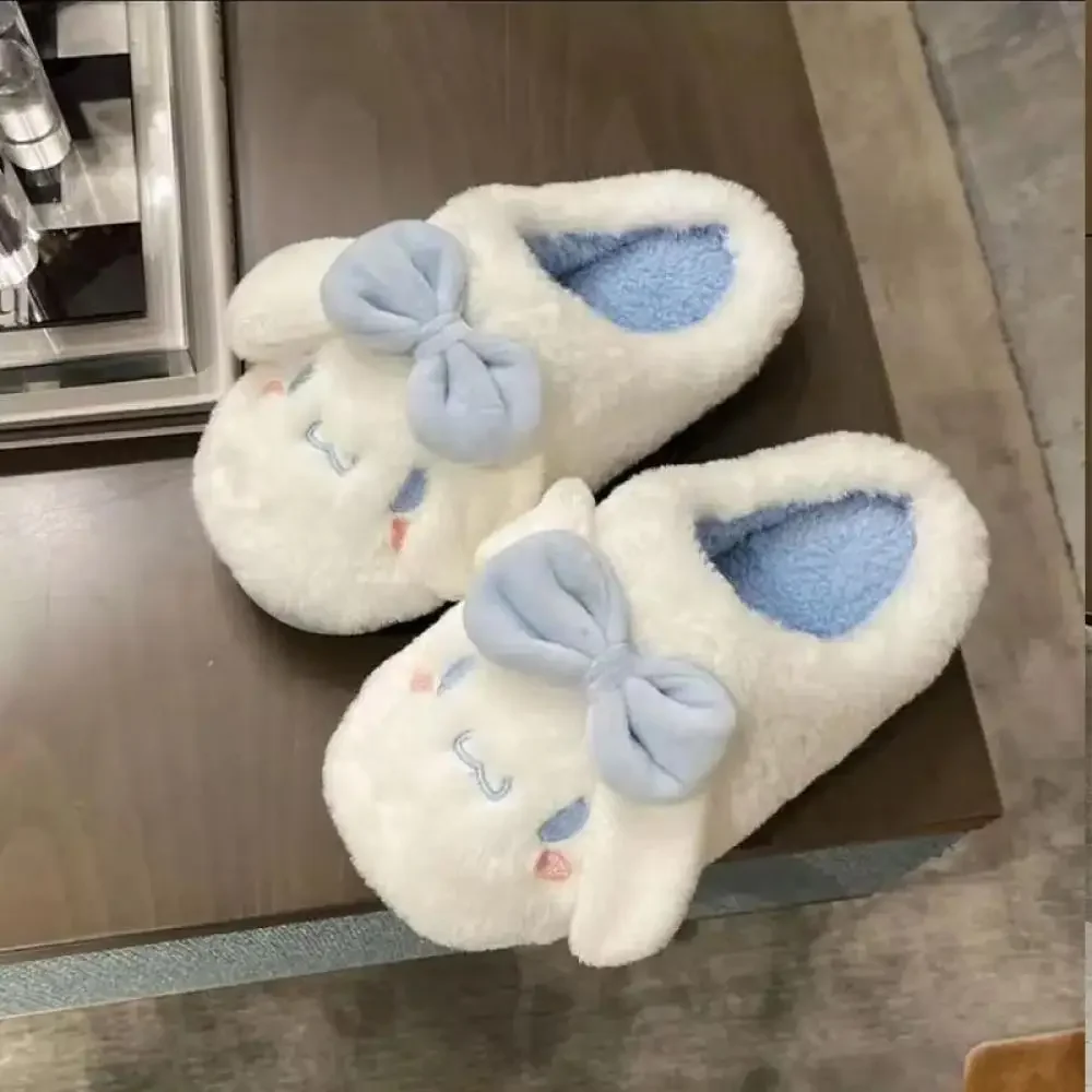 

Anime Cinnamoroll Plush Slippers Sanrio Women Kawaii Flat Cotton Shoes Pink Winter Keep Warm Soft Cute Student Girl Sweet Gift