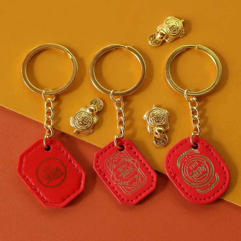 Porte-clés Fengshui Tortue Porte-Bonheur, Breloque de Portefeuille, Ornements Tortue Mangeuse d'Argent, Décoration en Cuir PU pour Usage Quotidien, Santé et Bonne Chance