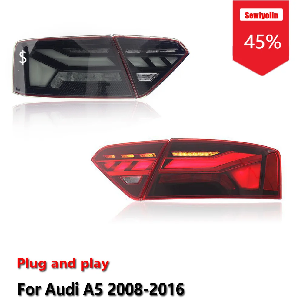 

Sewiyolin автомобильные светодиодные фары в сборе для Audi A5 2008-2016 противотуманные фары DRL тормозной указатель поворота Plug and Play