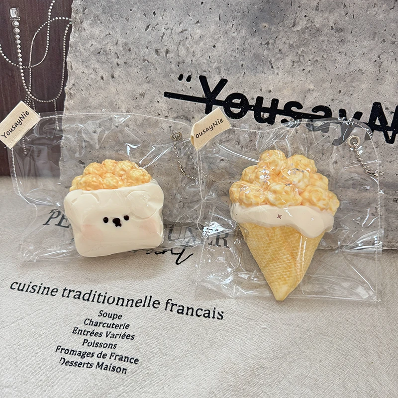

Cartoon Dog Popcorn & Popcorn Ice Cream Squishies Set Kawaii Stuffed Squeeze Toy Stress Reliever Desk Gadget Sensory Fidget Gift