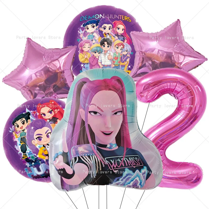 Anime-Figur Geburtstagszahlen 1-9 Ballon-Set Niedliche Party-Deko Luftballons 6 Stück Aluminiumfolie Ballon Deko-Werkzeug Foto-Requisiten Geschenk