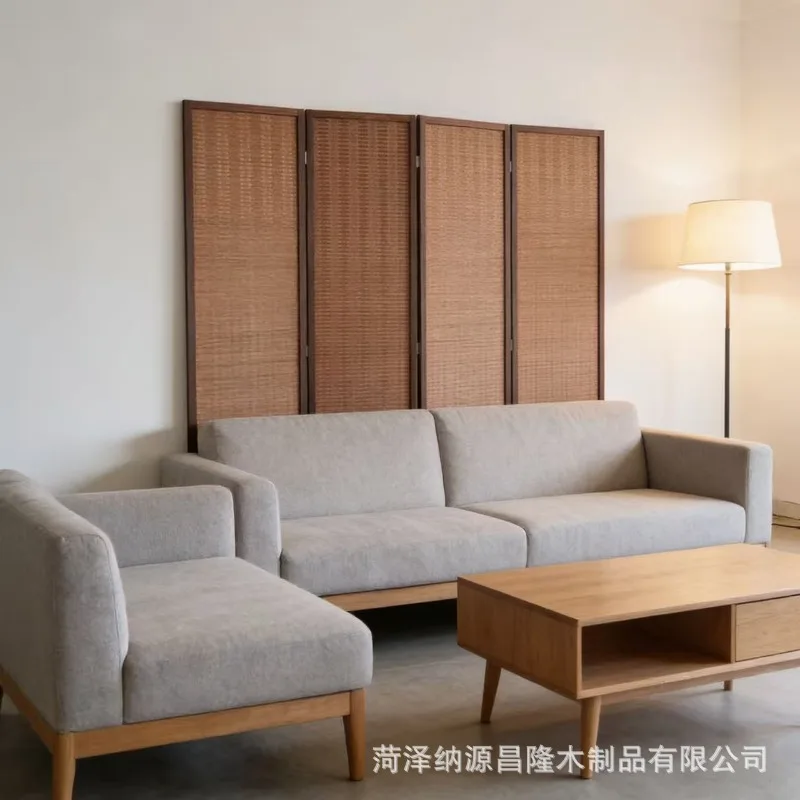 Living room simple modern hotel office movable folding screen partition wall new Chinese solid wood screen partition