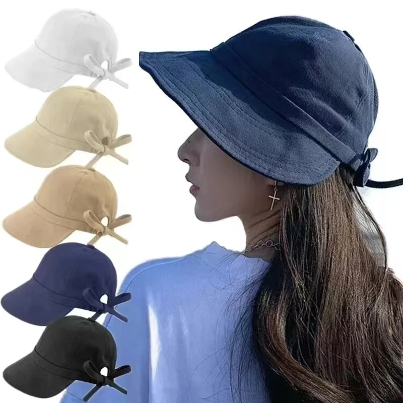 Sombrero de sol plegable para mujer, pescador con gorra de protección solar UV, algodón ajustable, ala ancha, Verano