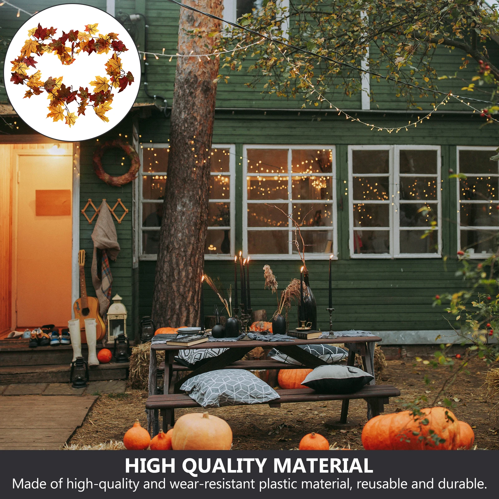 

1pc Wall-Mounted Maple Leaf Vine Decor Artificial Fall Leaves Hanging Ornament For Halloween Thanksgiving Party Wedding Garden