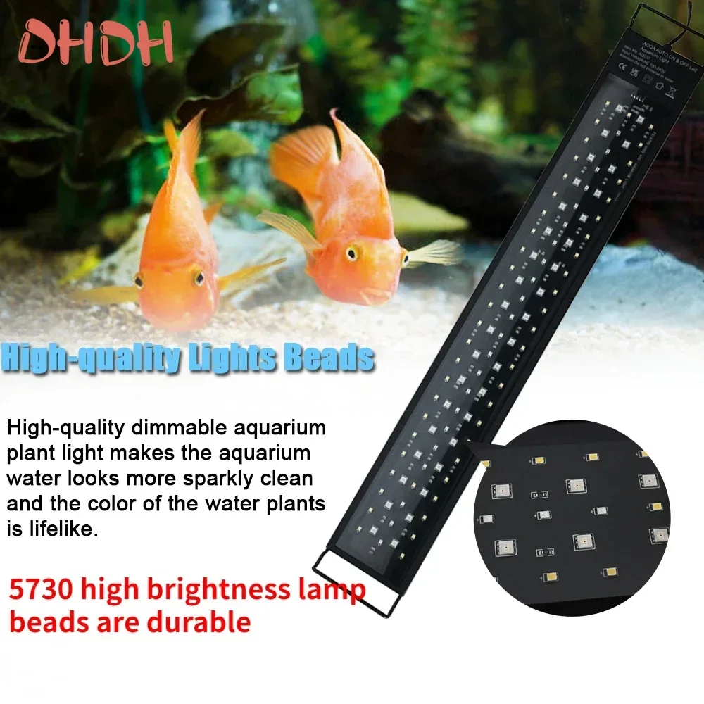

Aquarium LED Light Full Spectrum IP68 Waterproof Fish Tank Lamp with Dimmable Plant Grow & Decorative Lighting for 24/7 Use