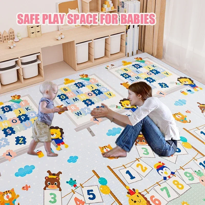 Reversible Baby Floor Mat - Foldable and Lightweight Baby Play Mat for Floor - Easy Storage and Travel with Carry Bag