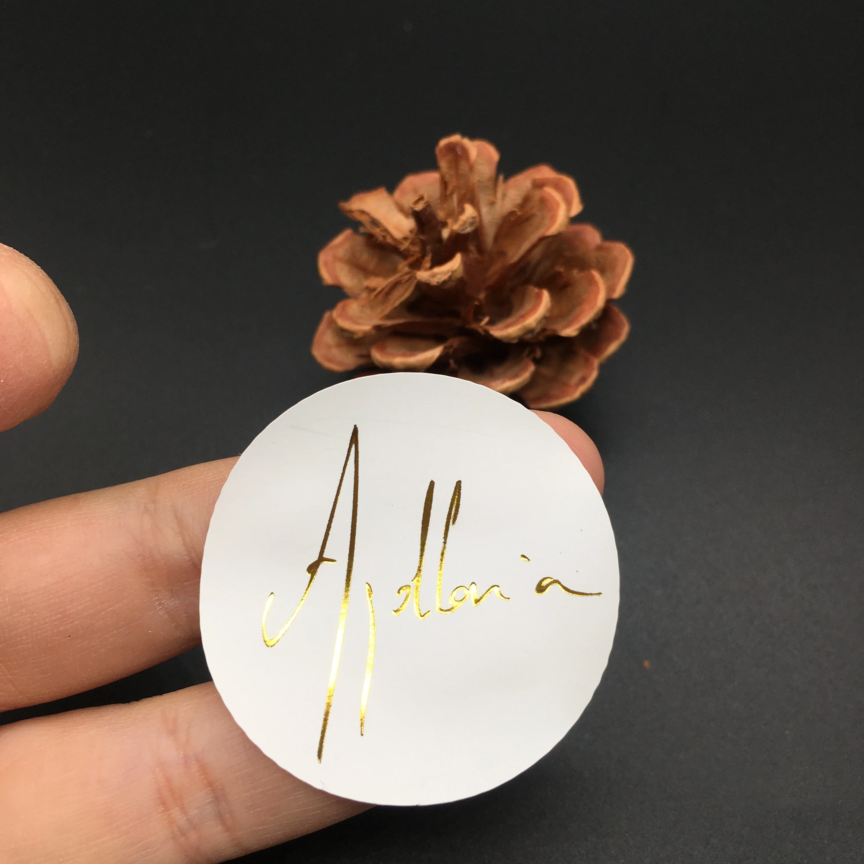 Wit Goud Folie Sticker Custom Business Logo Wedding Custom Label Gold Verpakking Ronde Transparante Label Uw Logo