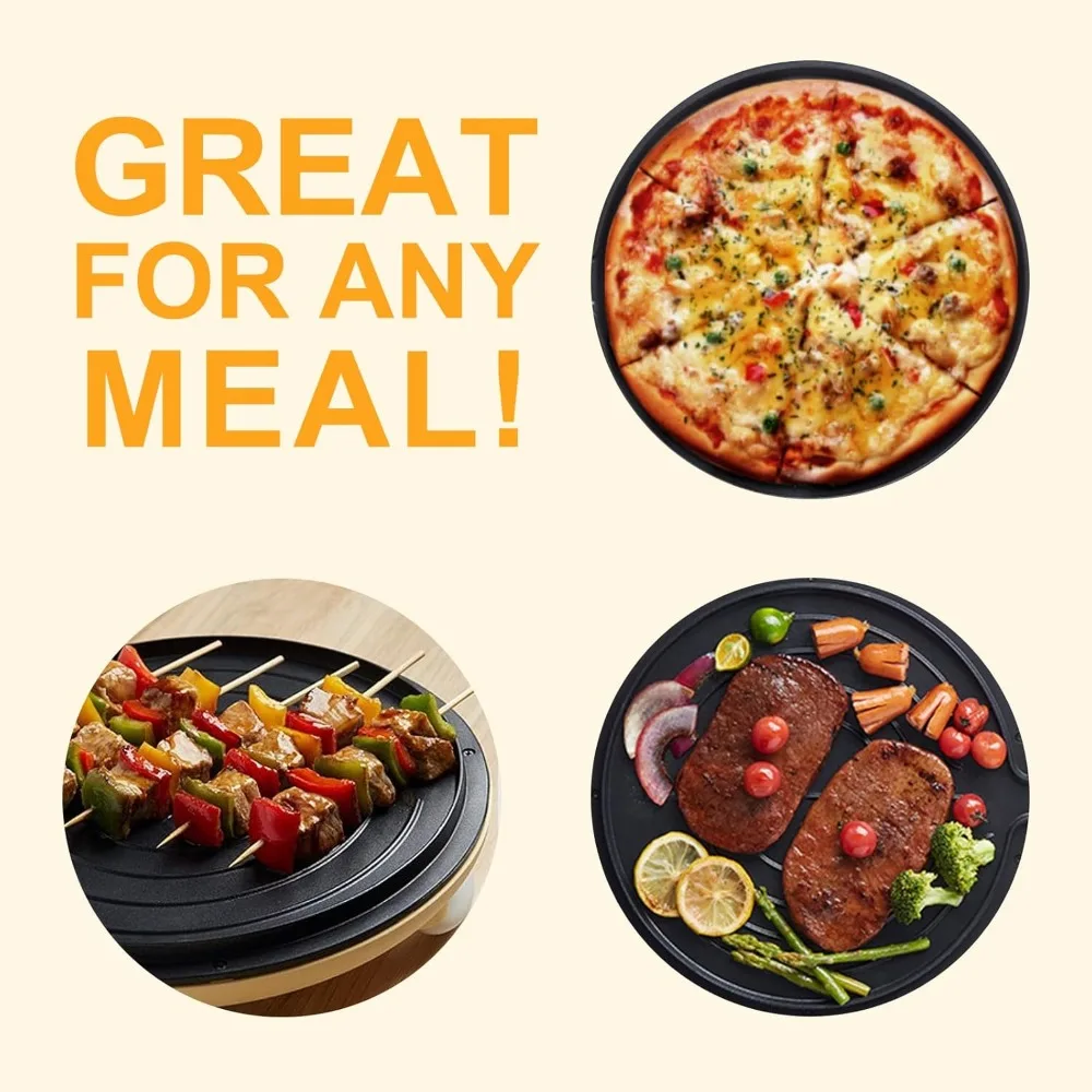 شواية داخلية كهربائية بدون دخان مقاس 11.8 بوصة 1500 وات مع درجة حرارة قابلة للتعديل، صانع كيساديلا مقلاة غير لاصقة للإفطار والغداء والعشاء