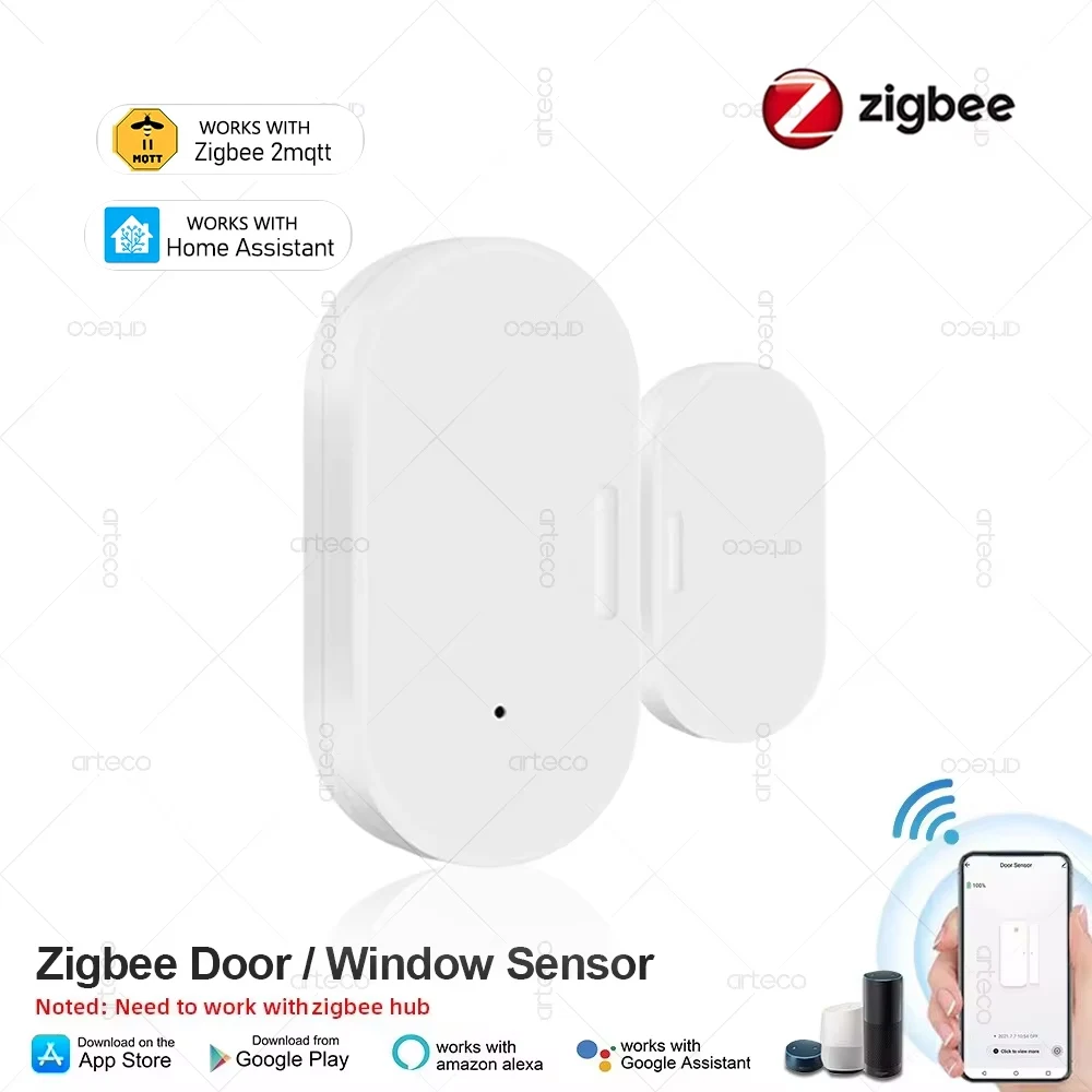 

Датчик окна и двери Zigbee с батареей, детектор открытия и закрытия, система охранной сигнализации для умного дома, голосовое управление через Alexa Google