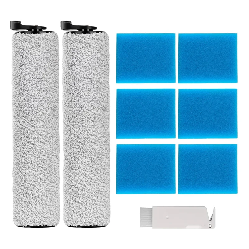 مجموعة ملحقات بديلة متوافقة مع المكنسة الكهربائية Tineco Ifloor 2، تتضمن 2 فرشاة دوارة، و6 رغوة ما قبل التصفية