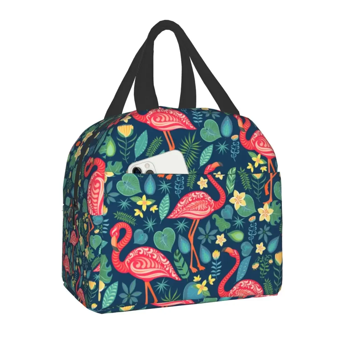 

Flamingo Insulated Lunch Bag for Women Leakproof Tropical Pattern Hot Cold Lunch Tote Beach Camping Travel