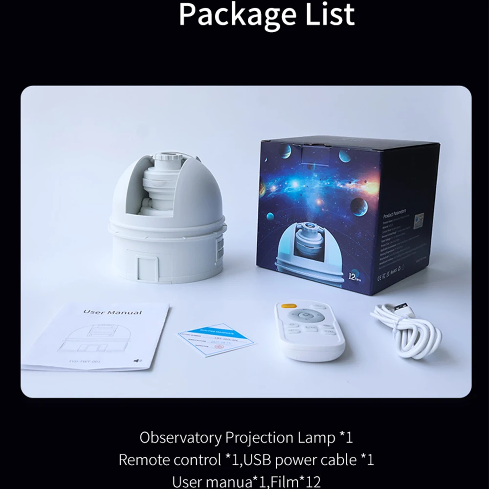 مرصد السماء العارض الغلاف الجوي ضوء الليل غالاكسي النجوم 360 ° تدوير مصباح القبة السماوية USB LED عن بعد لهدية غرفة نوم الأطفال #6