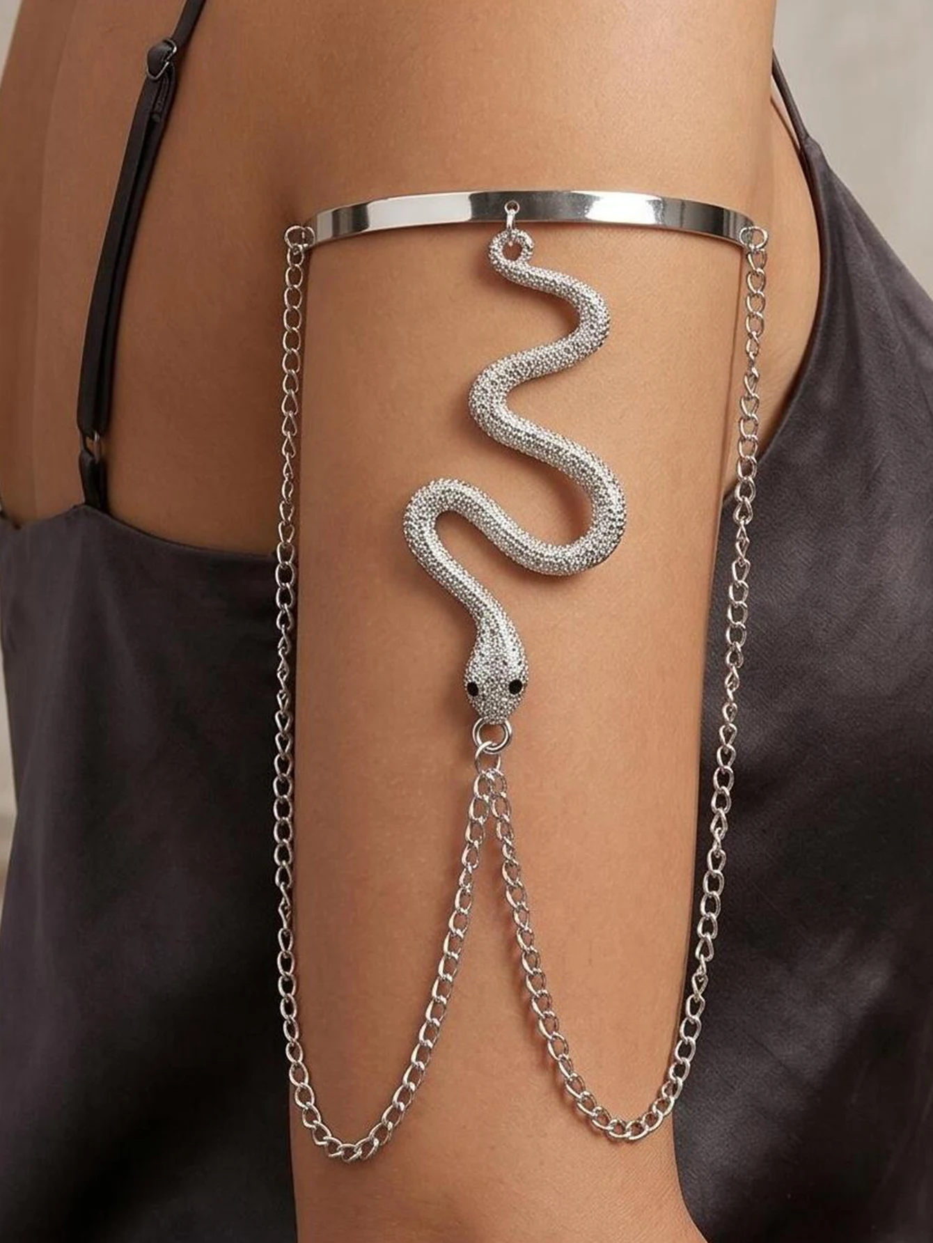 Snake Pattern Arm Cuff Bracelet Multi Layer Tassel Chain Upper Arm Band Gothic Metal Arm Jewelry For Women Party Club Accessories view 2