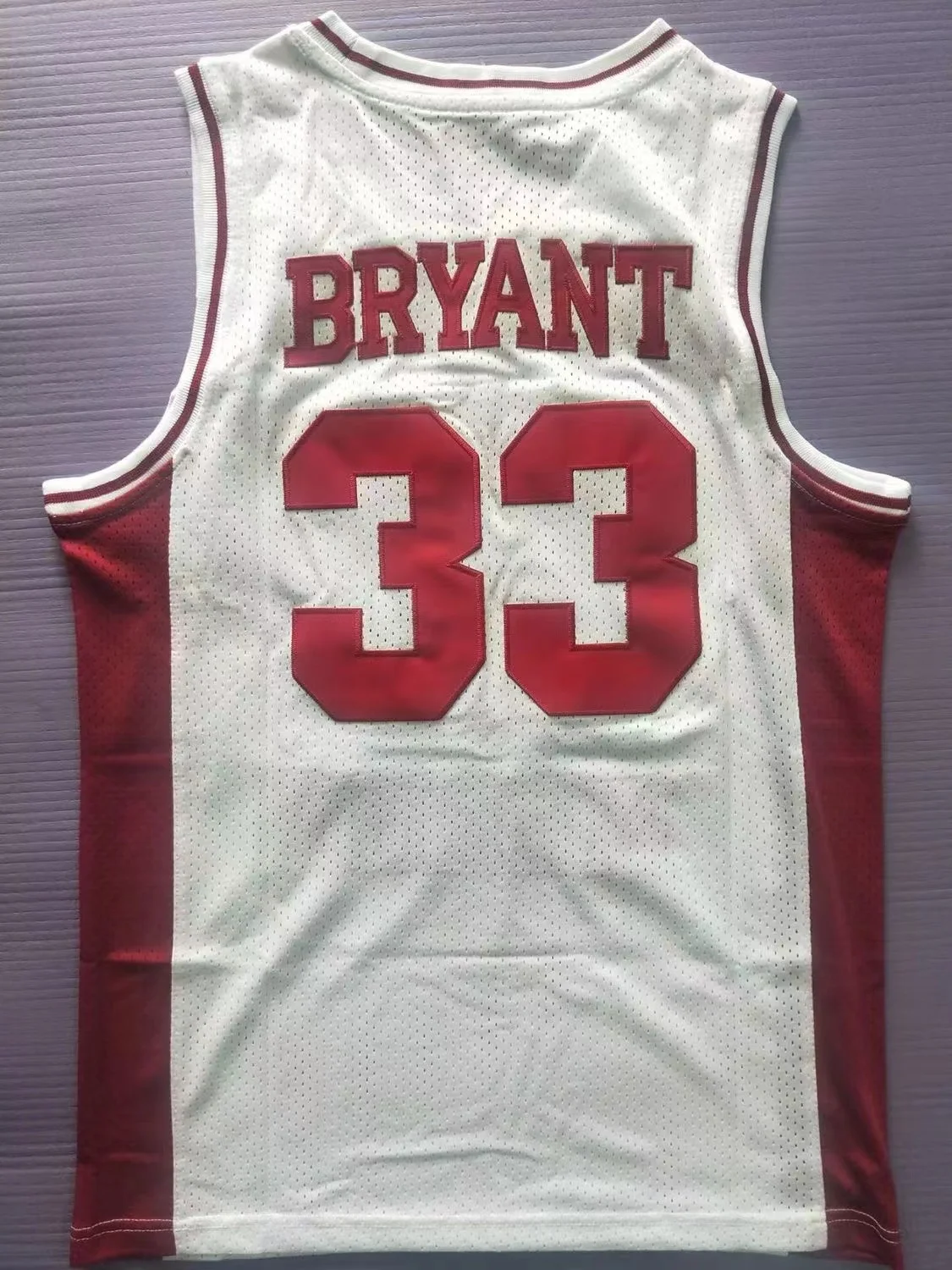#33 Kobe Bryant Onderste Merion Hoofddeksel Heren Kastanjebruine Middelbare School Retro Basketbal Jersey Geborduurd Rood Wit Zwart