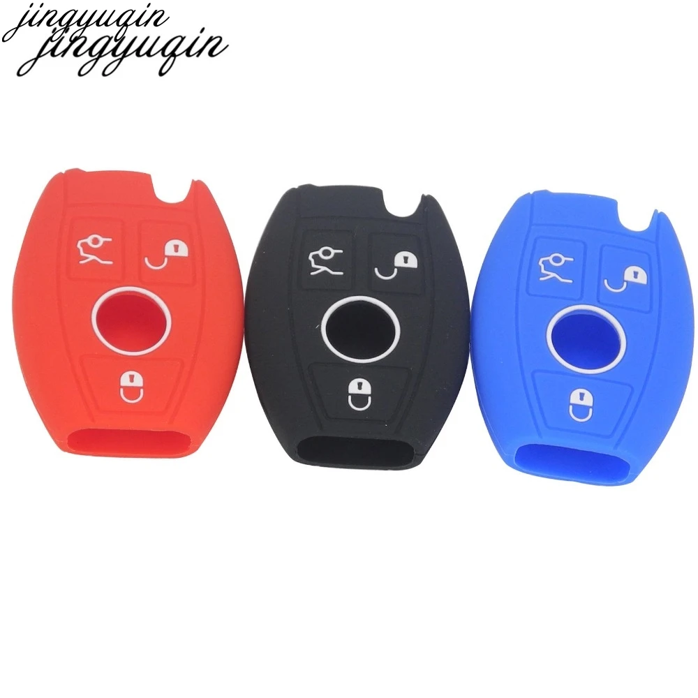 Jingyuqin 30pcs 3 Buttons Car Silicone Remote Key Cover Case for Mercedes benz CLS CLA GL R SLK AMG A B C S class