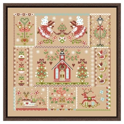 Christmas girl cross stitch kit simple cartoon design cotton silk thread 14ct 11ct linen flaxen canvas embroidery DIY needlework