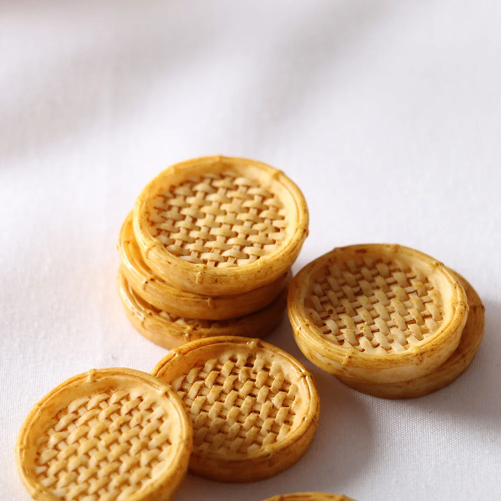 

10Pcs Miniature Bamboo Basket Resin Decor Mini House Accessories Small Garden Landscaping Ornament Micro Landscape Models