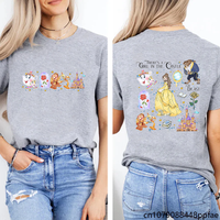New Cartoon Cute Beauty and The Beast T-Shirt Disney Harajuku Casual T-Shirt Women's