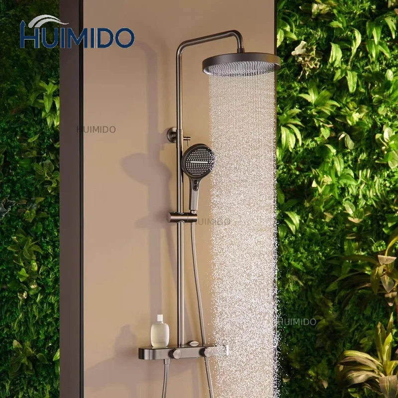 Shower System Bathroom Shower Faucet Set 3-way Rainfall Shower Mixer Crane with Hand  Grey White