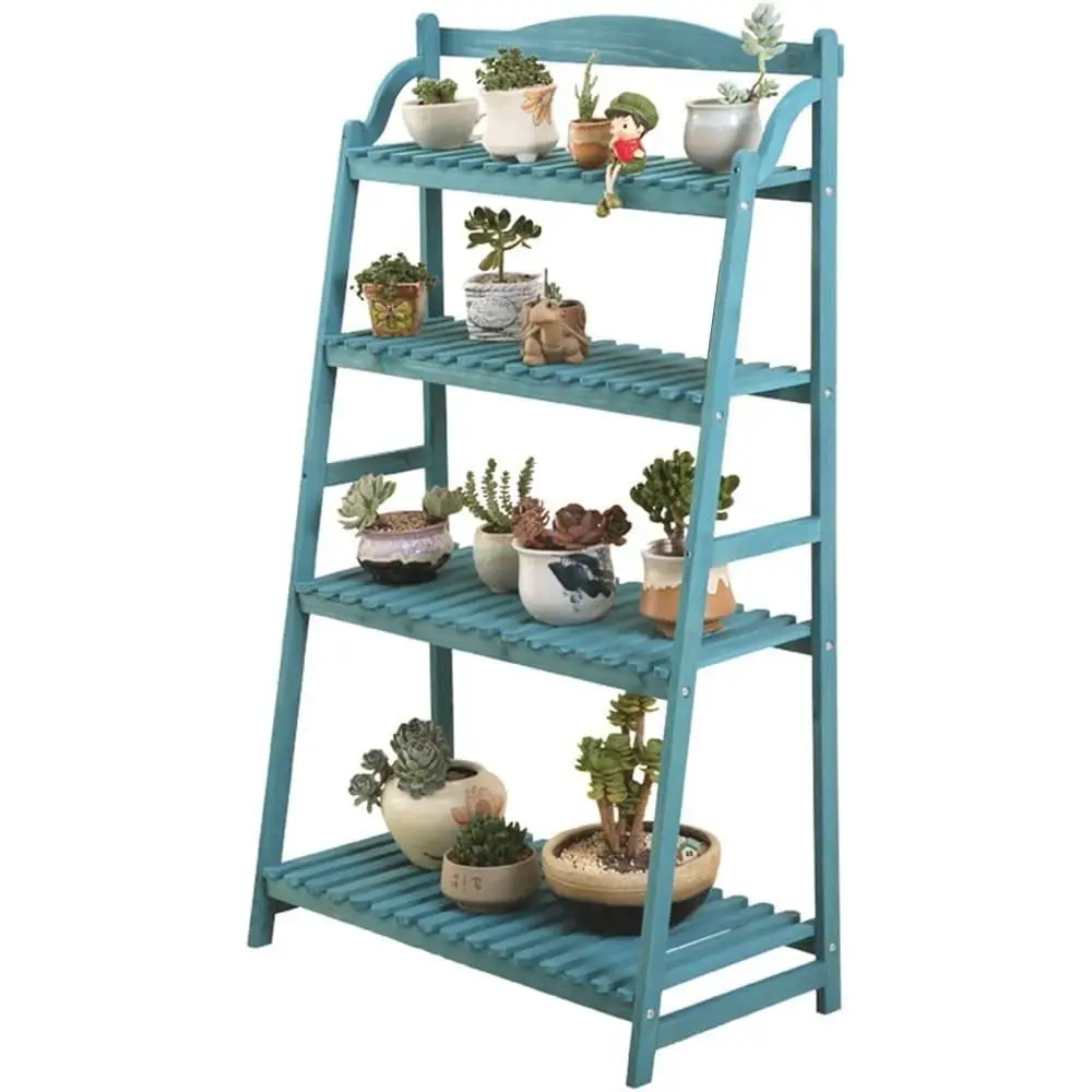 Wood Plant Shelf Tall 4 Tier Ladder Shelf, Flower Holder Display Stand for Succulents, Plant Ladder Stand Indoor Outdoor Balcony