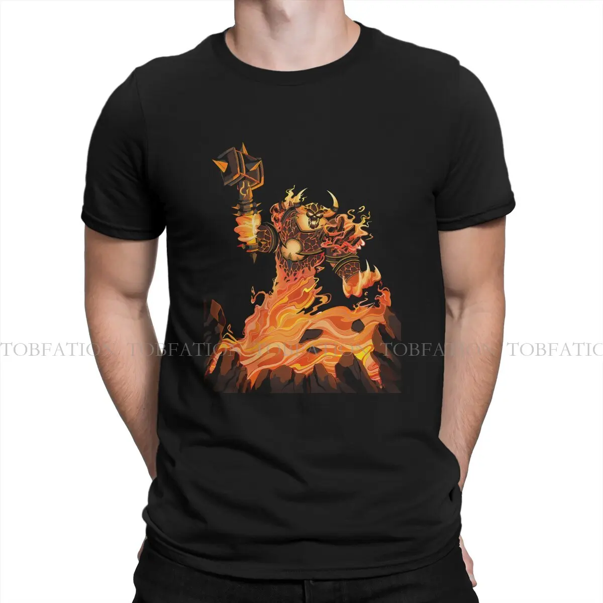 World of Warcraft Ragnaros Tshirt Graphic Men Tops Vintage Homme Summer Clothing 100% Cotton T Shirt