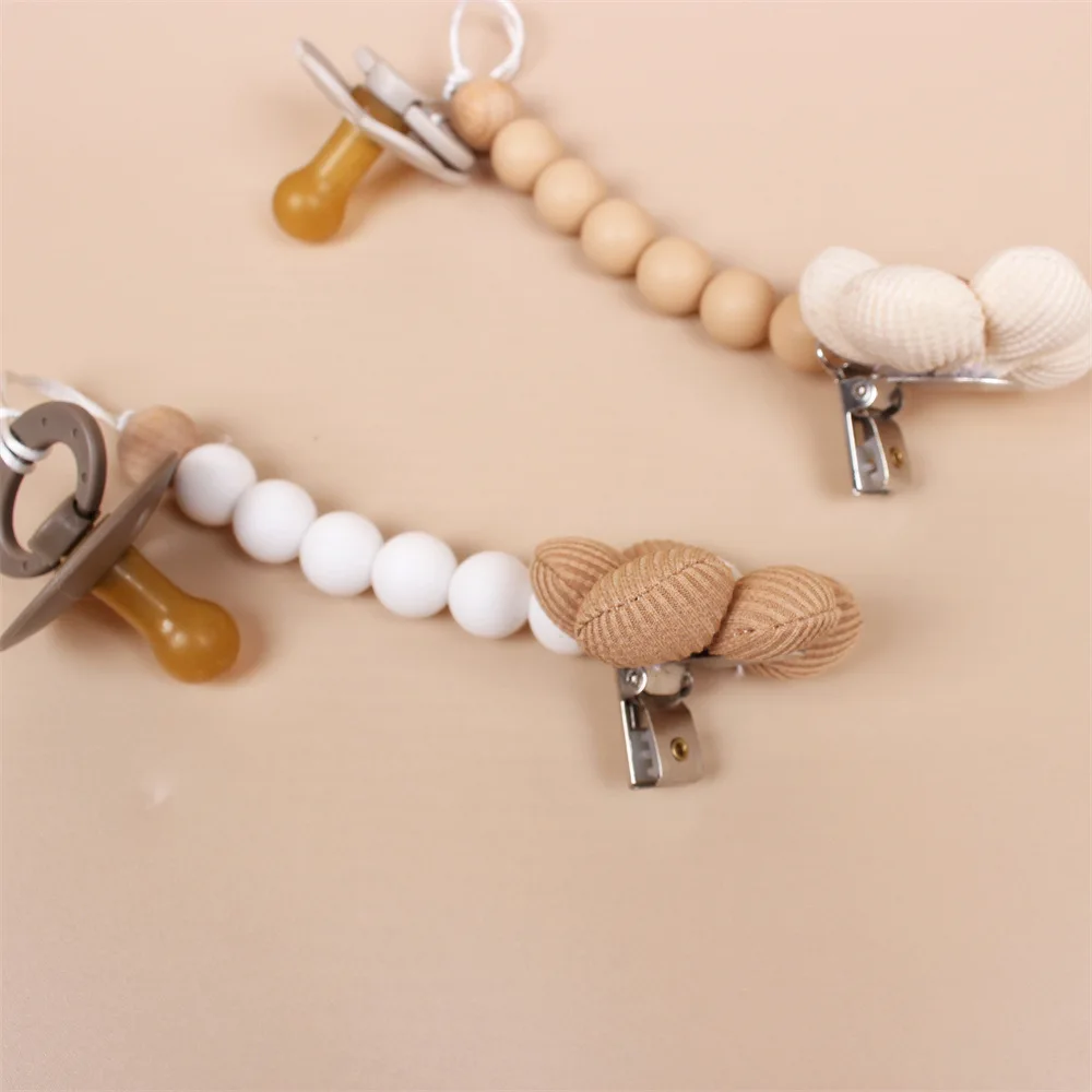 Baby silicone bead pacifier chain Baby teeglue small toy chain chain flower pacifier clip lanyard