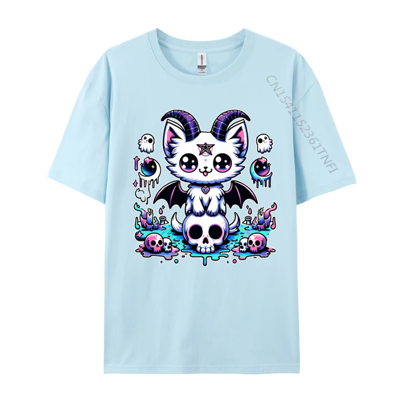 Retro encantador gato y calavera amantes animales trajes lindos mascotas divertida camiseta nueva llegada cuello redondo regalo Premium algodón hombres camisetas