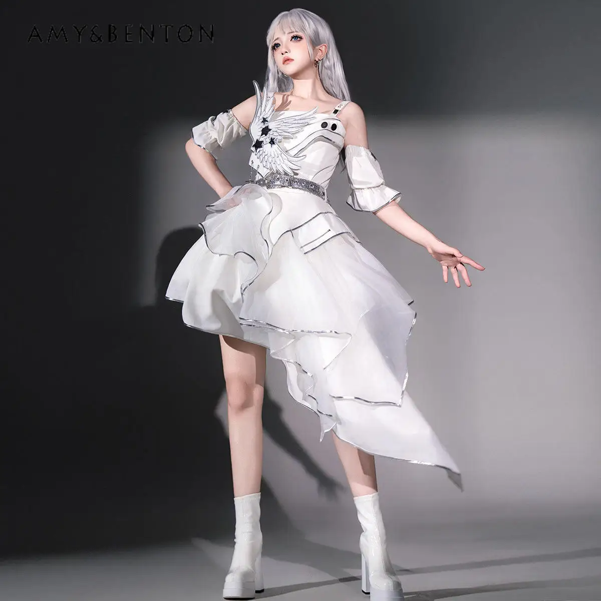 

Original Elegant Temperament Lolita Suit Retro Goth Heavy Industry Embroidery Irregular Slim Fit JSK Dress Sleeve Cover Outfits