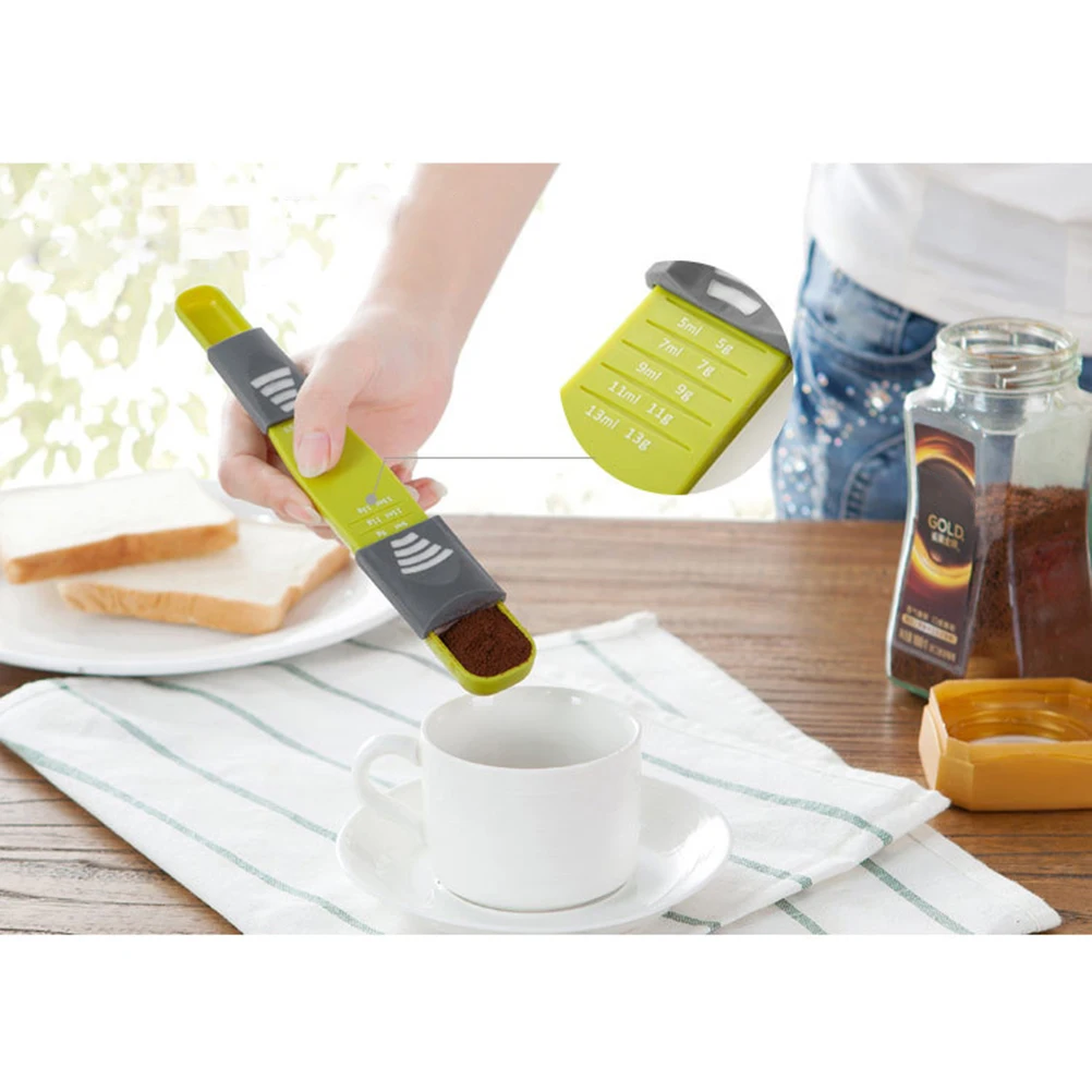 

Метрическая мерная ложка, регулируемая конструкция для жидких сухих ингредиентов, мерный набор, компактная, экономия места, высокое качество